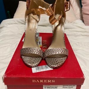 Bakers Rose Gold Snakeskin Heels